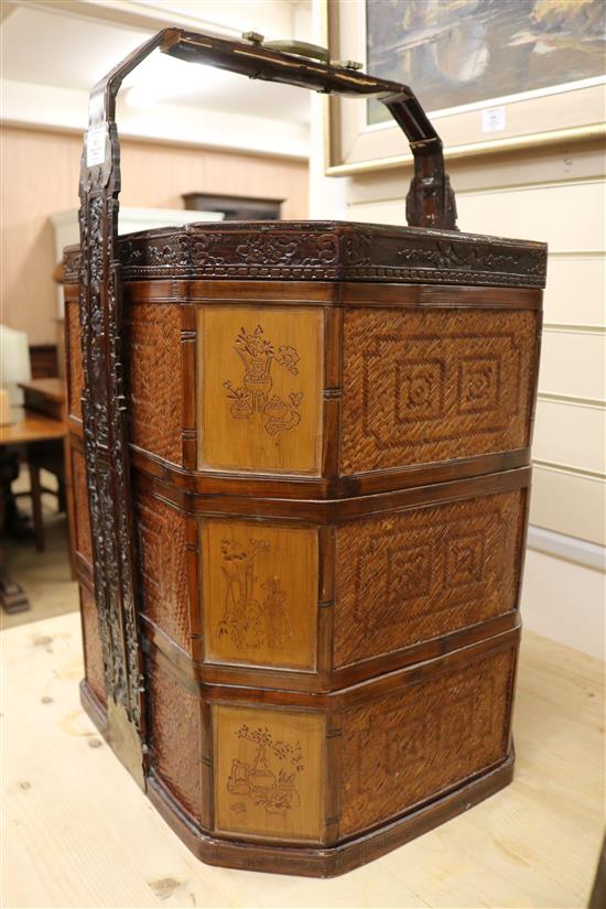 A Chinese wicker basket H.76cm
